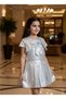 Silver Girl's Special Occasion Dress with Glitter Bolero - 2