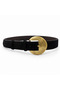 Women's Suede Belt – Oval Antique Gold Buckle – 4.5 cm Width