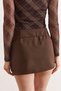 Women's Brown Lace Detailed Zippered Skirt with Shorts Etk-19000390 - 5