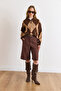 Women's Brown Pocketed Belted Pleated Bermuda Shorts Shrt-19000084 - 2