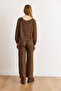 Women's Brown Pants Blouse Loose Fit Soft Set Tkm-19000472 - 5