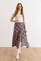 Women's Anthracite Zippered Slit Detailed Plaid Satin Skirt Etk-19000386 - 4