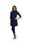 Half Zipper Three Quarter Sleeve Semi Covered Hijab Swimsuit - 5