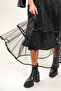 Long Tulle Skirt with Long Lining and Bias Binding at the Hem - 4