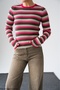 Women's Striped Crew Neck Viscose Knit Sweater - 2