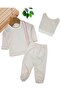 100% Cotton Newborn 3-Piece Bodysuit Set with Gloves and Hat - 2