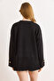 Women's Black Cuff Buttoned Slit Knitwear Sweater Kzk-19001110 - 4