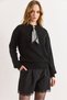 Women's Black Scarf Detailed Soft Textured Knit Sweater Kzk-19001132