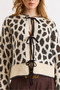 Women's Stone Lace Detailed Soft Textured Leopard Cardigan Hrk-19000460 - 4