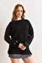 Women's Black Cuff Buttoned Slit Knitwear Sweater Kzk-19001110 - 2
