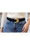 Women's Suede Belt – Oval Antique Gold Buckle – 4.5 cm Width - 2