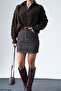 Women's Brown Mini Denim Skirt - 8
