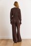 Women's Brown Snap Detailed Bottom and Top Knitwear Set Tkm-19000473 - 6