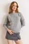Women's Gray Lace-Like Knit Soft Textured Knitwear Sweater Kzk-19001053 - 3
