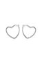 Silver Color No Hole Chamfered Clip-On Women's Earrings - 6cm Steel Heart Earrings