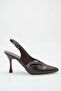 Women's Pointed Toe V-Cut Windowed Slingback Heels