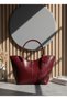 Women's Burgundy Zippered Handbag Faux Leather Women's Hand and Handbag