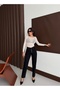 Women's Stitching Detailed Mom Fit Black Denim Pants - 3