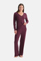 Mürdüm Viscose Ribbed Knit T-Shirt and Pants Set