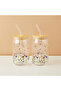 Flora 2-Piece Glass Sipper with Straw Set - 530 ml - 2