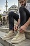 Men's Beige Casual Lace-Up Sports Shoes High Thick Sole Comfortable Stylish Sneaker - 8