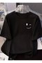 Unisex Double-Sided Smiley Face Design Basic Crew Neck Regular T-Shirt 100% Cotton - 2