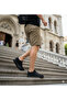 Men's Black Lace-Up Leather Classic Shoes Casual Sports Stylish High Flat Sole Comfortable Sneaker - 2