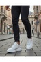 Men's White Casual Lace-up Skin Comfortable Sneaker Flexible Thick Comfortable Sole Walking Shoes - 6