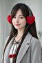 Heart Knitted Ear Warmer with Pompom or Heart-Shaped Lacing