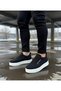 Men's Black and White Lace-Up Leather Classic Shoes Casual Sports Stylish High Flat Sole Comfortable Sneaker - 3