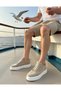 Men's Beige White Lace-Up Leather Classic Shoes Casual Sports Stylish High Flat Sole Comfortable Sneaker - 5