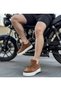 Men's Tan White Lace-Up Leather Classic Shoes Casual Sports Stylish High Flat Sole Comfortable Sneaker - 4