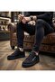 Men's Black Lace-Up Leather Classic Shoes Casual Sports Stylish High Flat Sole Comfortable Sneaker
