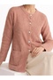 Crew Neck Soft Knit Cardigan / Dried Rose - 5