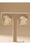Damla Form Organic Framed Stone Gold Color Women's Earrings I Special Boxed - 2