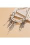Andromeda Model Grunge Necklace with Large Pearls and Silver Chain Tassels with Star Detail - 2