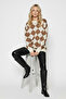 Women's Small Argyle Pattern Knitwear Tunic Sweater Crew Neck Long Sleeve Casual Sweater - 3