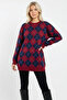 Women's Small Argyle Pattern Knitwear Tunic Sweater Crew Neck Long Sleeve Casual Sweater - 4