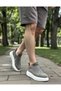 Men's Suede Gray White Sole Sports Durable Casual Shoes High Thick Sole Banded Sneaker