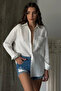 Women's Pocketed Ecru Muslin Fabric Premium Long Sleeve Solid Color Shirt - 5