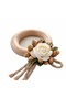 Set of 6 Rustic Gold and White Floral Napkin Rings |   Wooden Tableware Accessory
