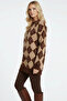 Women's Small Argyle Pattern Knitwear Tunic Sweater Crew Neck Long Sleeve Casual Sweater - 5