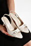 Pointed Toe Beret Buckle Accessory Women's Classic (9cm) Heeled Shoes