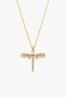 Women's Gold Color Zircon Stone Dragonfly Figured Necklace-Tarnish Resistant Steel