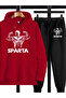Women's Soarta Printed Hooded Tracksuit Set - Hooded Sweatshirt Bottom Top Set