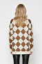 Women's Small Argyle Pattern Knitwear Tunic Sweater Crew Neck Long Sleeve Casual Sweater - 4