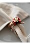 Set of 6 Rustic Red and White Floral Napkin Rings |   Wooden Tableware Accessory - 3