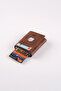 Genuine Leather Crazy Leather Men's Wallet with Automatic Card Holder Mechanism Brown Snap Fastener - 6