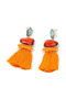 Mimosa Model Orange Tassel and Turquoise Stone Ethnic Boho Earrings - 2