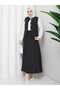 Women's Ecru Buttoned Hijab Two-Piece Set (Vest + Long Skirt) - 5